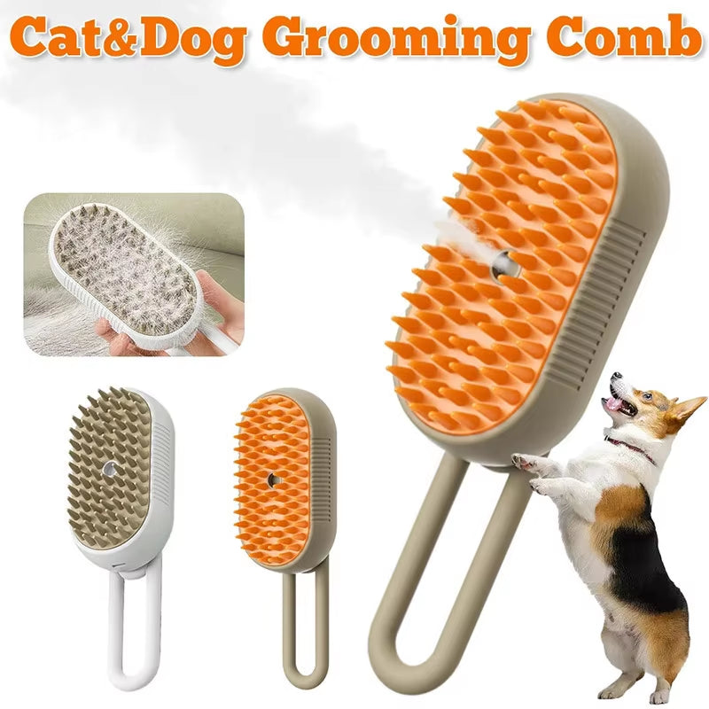 3 In1 Dog Cat Steamy Brush Spray Massage Pet Grooming Comb Hair Removal Cat Comb Cat Hair Brush Pets Dogs Accessories