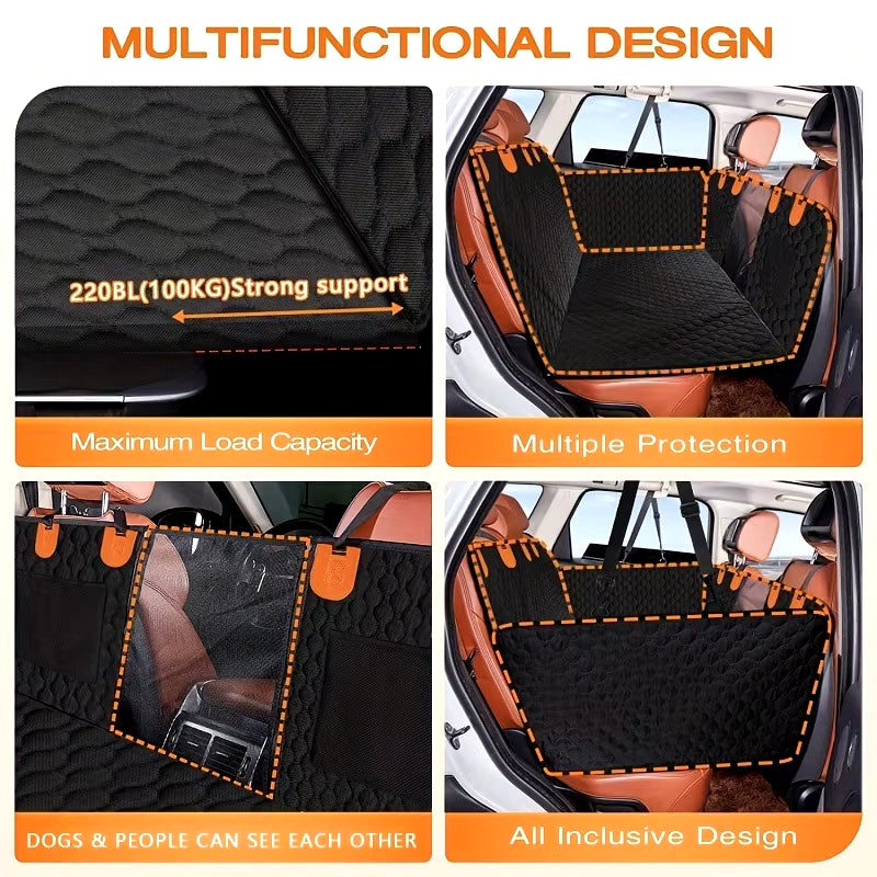 Dog Car Seat Cover Large Pet Back Seat Extender Car Backseat Protector Mat Waterproof Pet Travel Dog Carrier Hammock Hard Bottom