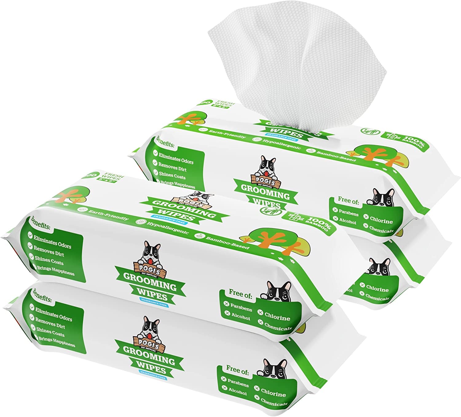 Pogi'S Grooming Wipes - Hypoallergenic Pet Wipes for Dogs & Cats - Plant-Based, Earth-Friendly, Deodorizing Dog Wipes