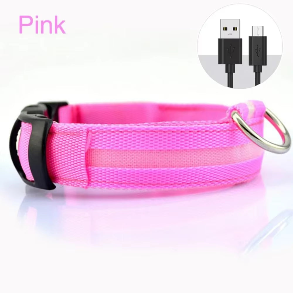 Dog Luminouscollar Anti-Lost Glowing LED Light Pet Collar Collar for Small Medium Large Dogs Collars Leads Safety Necklace